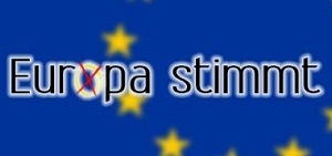 EU-Flagge mit dem Slogan 